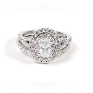 Neil Lane 14K White Gold Double Halo Diamond Wedding Set